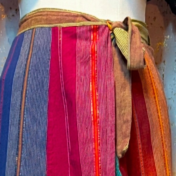 Wrapped Colorful Women's Skirt with Shimmery Gold Accents - Picture 2 of 6
